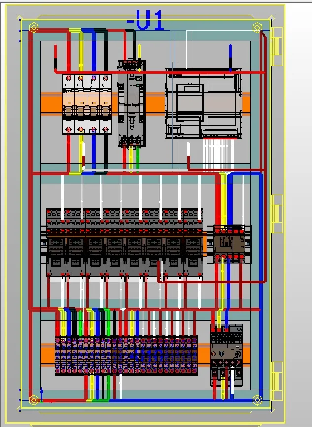 Montageplaat in EPLAN Pro Panel met bedrade componenten