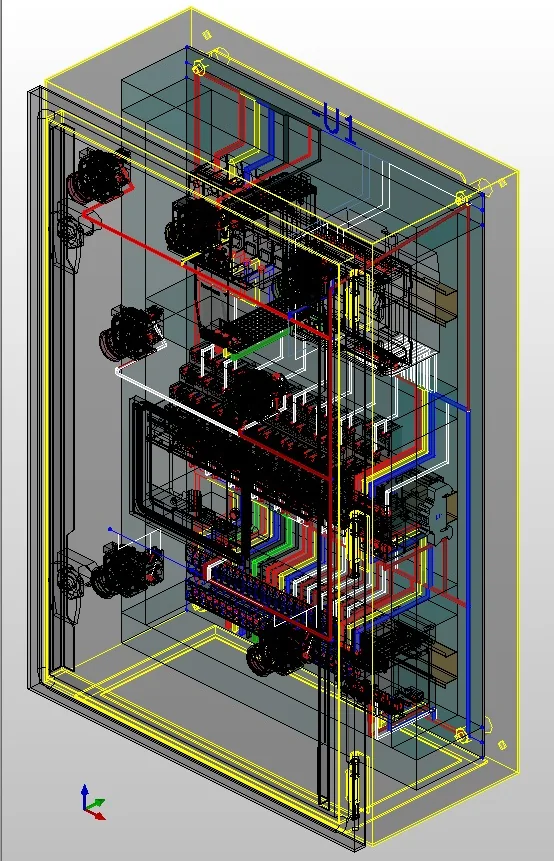 3D-kastopbouw in EPLAN Pro Panel met bedradingsroutes